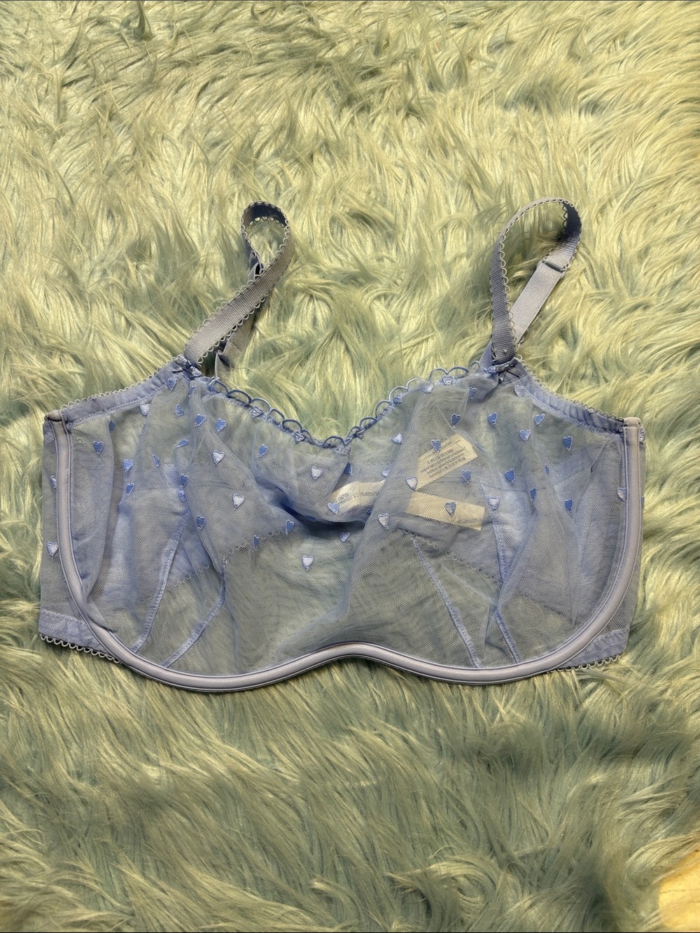 PINK Victorias Secret Underlined Lace Heart Embroidered Under Scoop Bra sz L